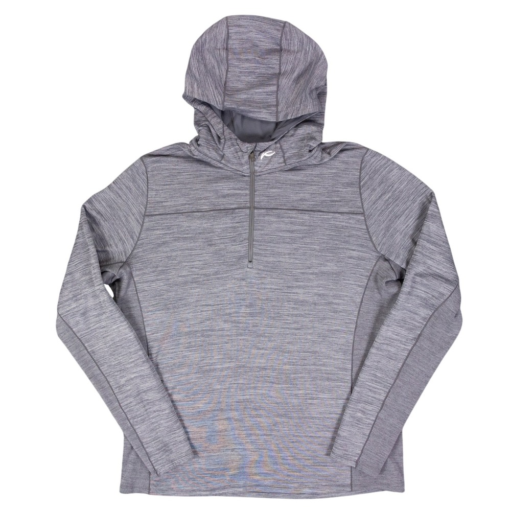 KJUS Liam Hooded Midlayer Half Zip Mens XL Grey Merino Wool Blend Golf Pullover